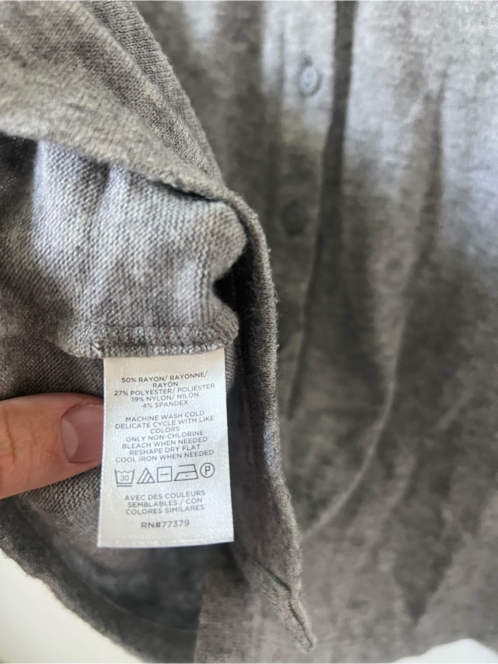 Grey Button-Up Collared Top - Picture 5 of 5